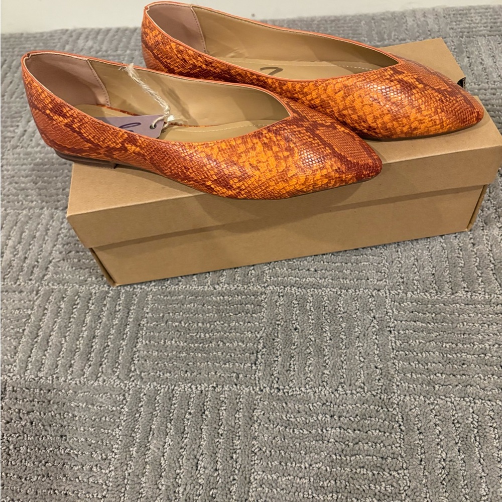 Seven7 Orange Woven Leather Flats